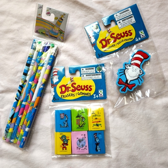 Dr. Seuss bundle 6 Pencils, 6 Erasers, 1 Pencil Sharpenir - Picture 2 of 12